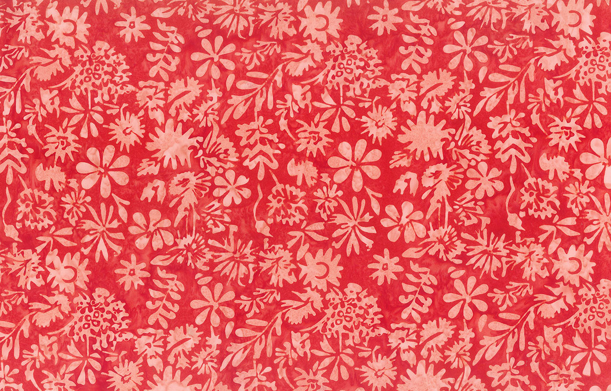 Enchanting Garden Overall Floral Lipstick Red by Banyan Batik for Northcott Fabrics - 1/2 YARD