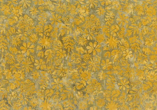 Banyan Batiks Enchanting Garden -Overall Floral- Gold Bloom -1/2 Yard