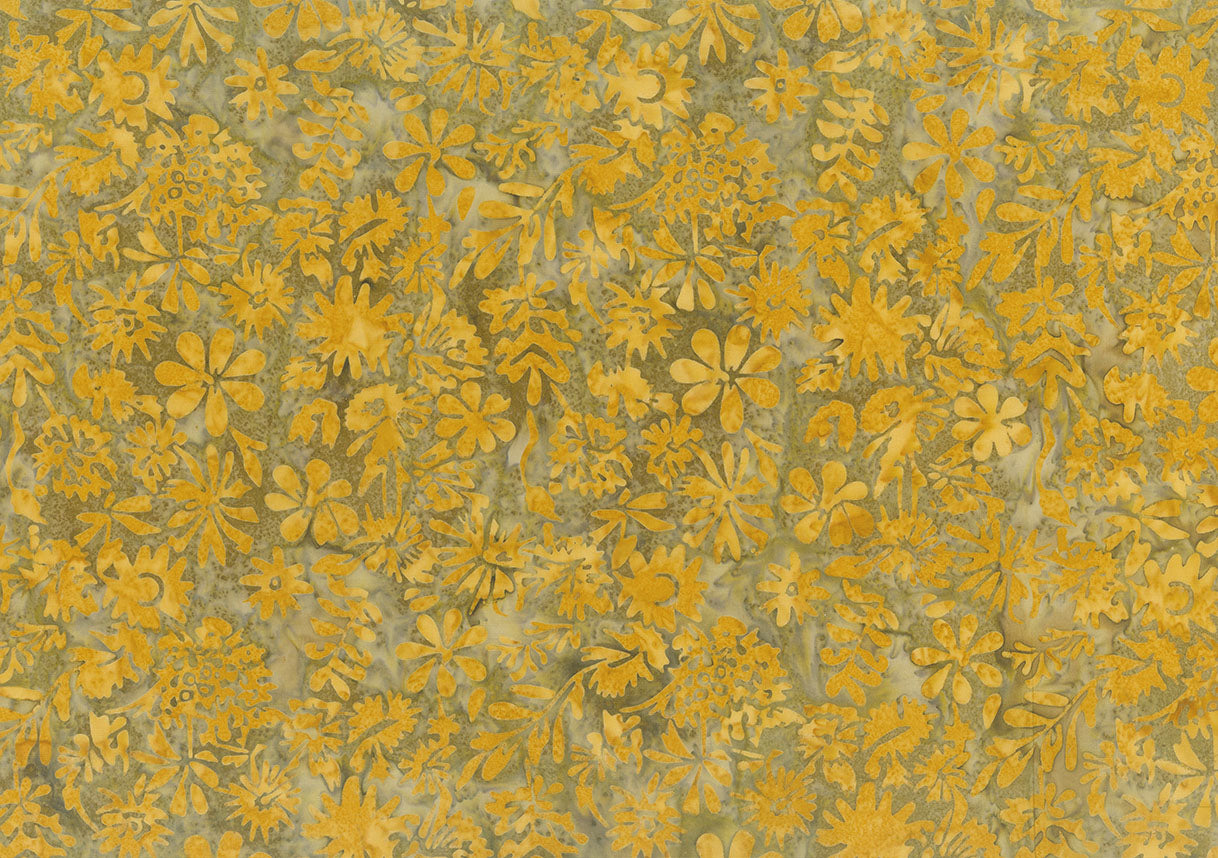Enchanting Garden Overall Floral Gold Bloom by Banyan Batik for Northcott Fabrics - 1/2 YARD