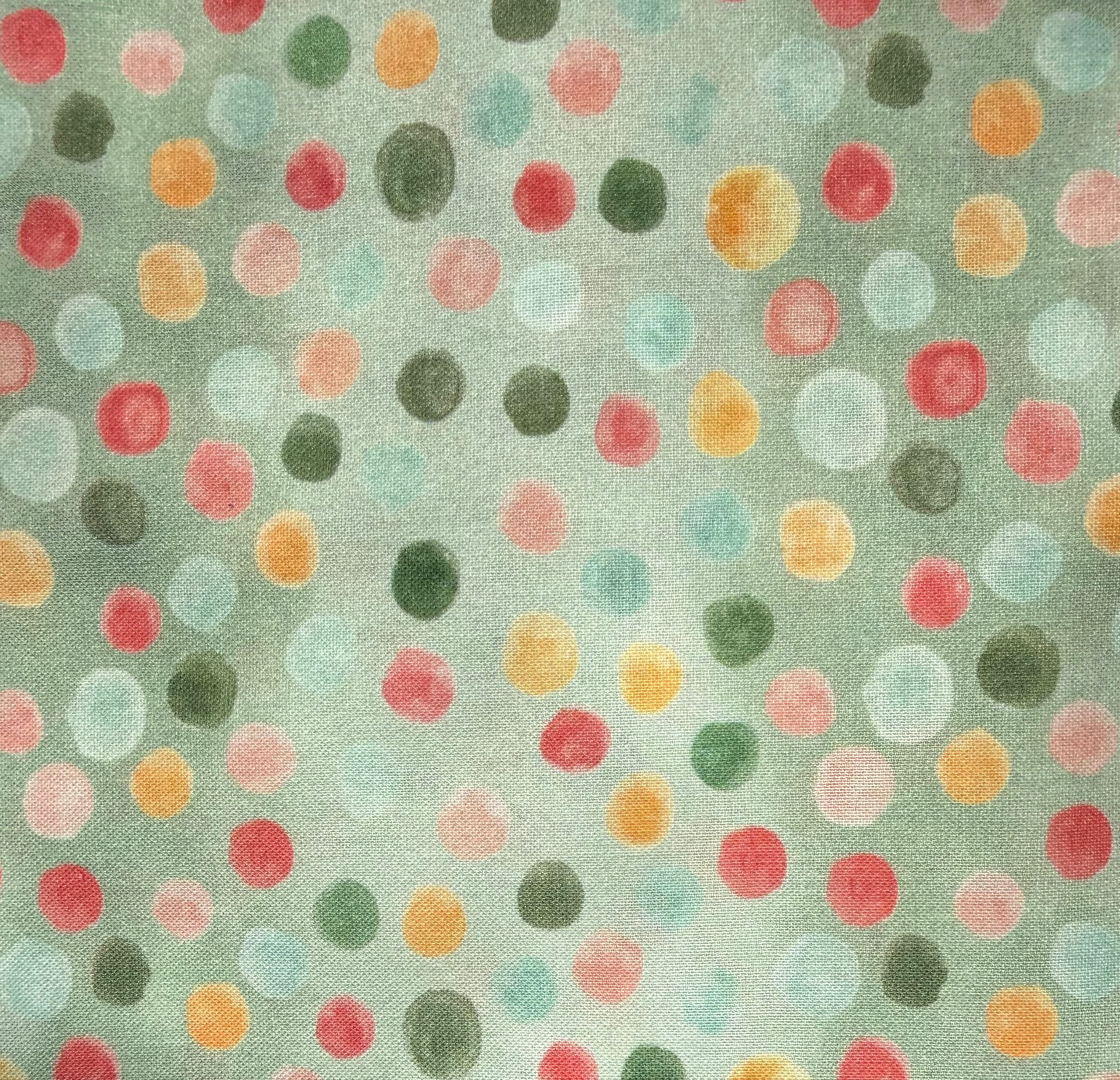 Dreamy Florals - Dots Sage and Pink - 1/2 Yard