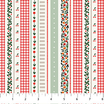 Cherry Orchard Stripes Red Multi fabric 91321-26