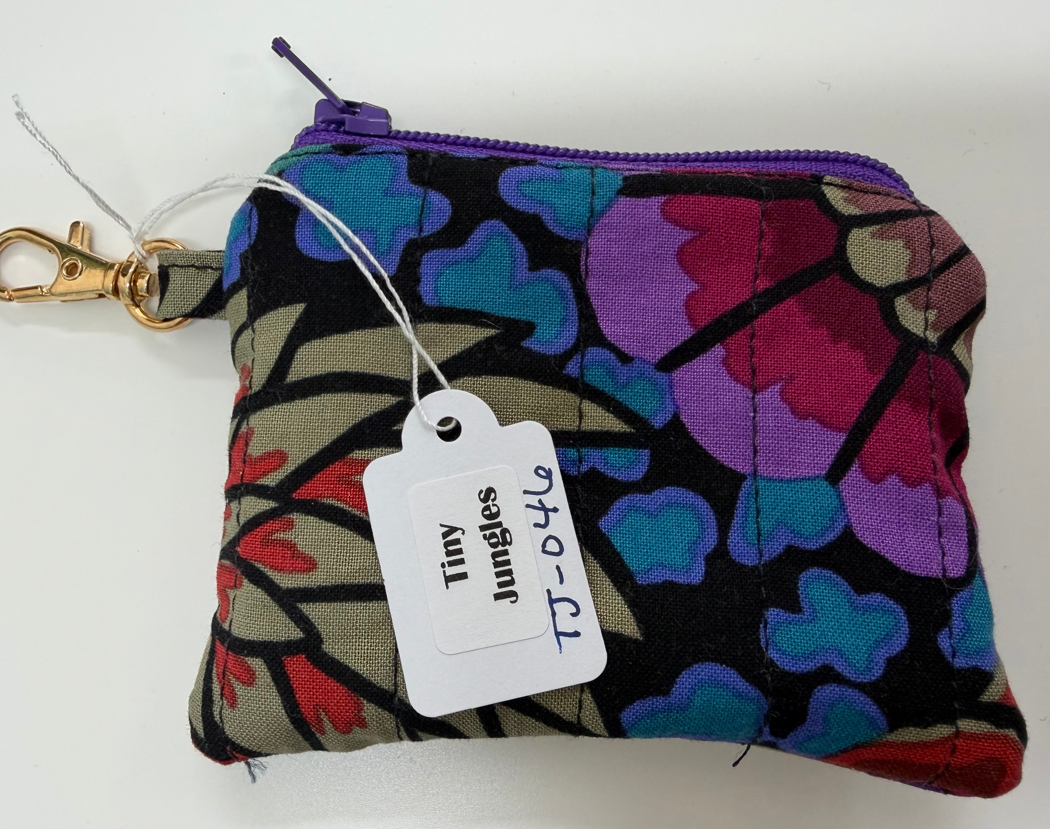 Multi Colored  Small Zipper Pouch - Tiny Jungles