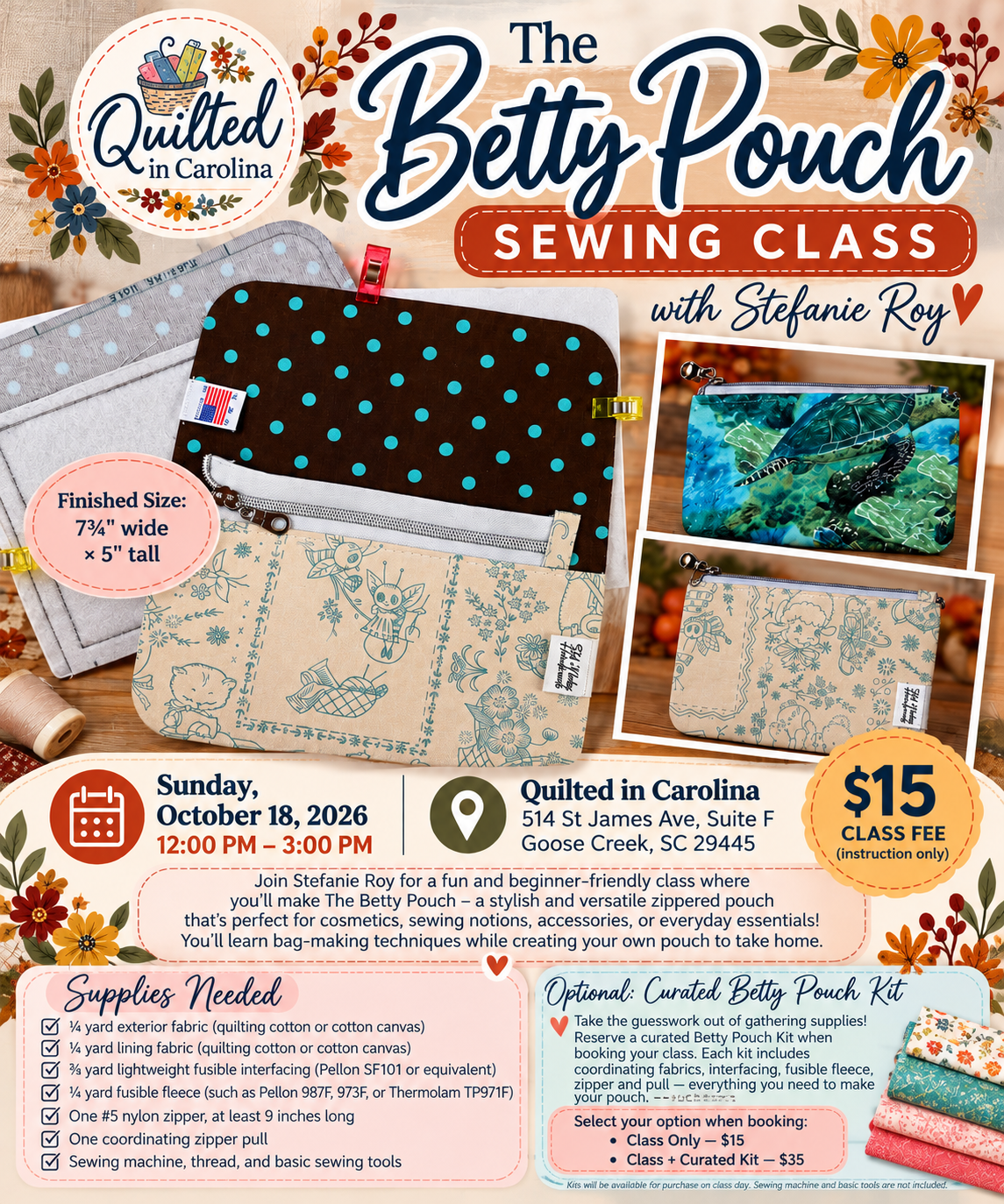 Betty Pouch Sewing Class – October 18, 2026