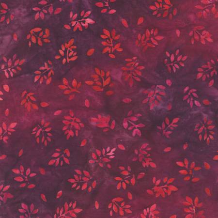 Floral Paradise by Robert Kauffman - Branch Garnet -1/2 Yard