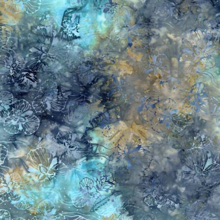 Tonga Batiks Tropical Flowers Juniper- by Timeless Treasure -1/2 Yard