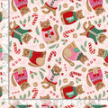 Ginger Cat Christmas GINGERBREAD CATS - Pink by BELLE HAUS for Timeless Treasures - 1/2 YARD