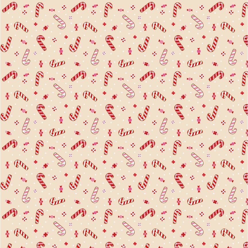 Ginger Cat Christmas Peppermint Candy Mix by BELLE HAUS for Timeless Treasures - 1/2 YARD