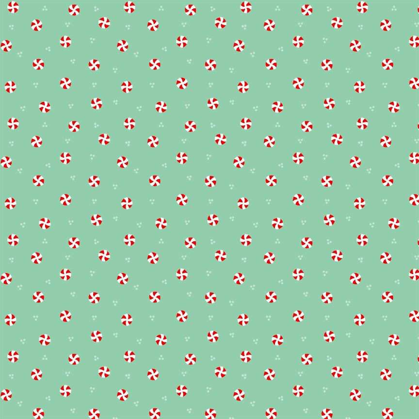 Ginger Cat Christmas PEPPERMINT CANDY DOT by BELLE HAUS for Timeless Treasures - 1/2 YARD