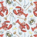 Seaside Boil Lobsters Crabs and Clams Light Blue for Blank Quilting - 1/2 YARD