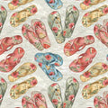 Vintage Summer Flip Flops Sand for Blank Quilting - 1/2 YARD