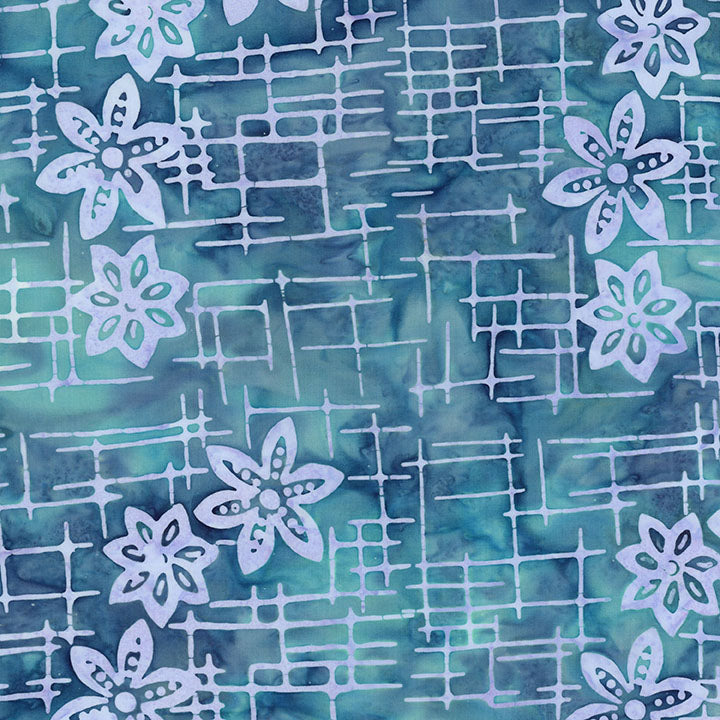 Expressions Batiks Floral Grid Lagoon Beach by Riley Blake Designs for Riley Blake - 1/2 YARD