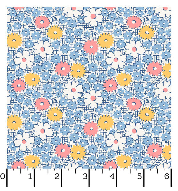 Dilly Dally Floral - Blue - by Maywood Studios 1/2 Yard