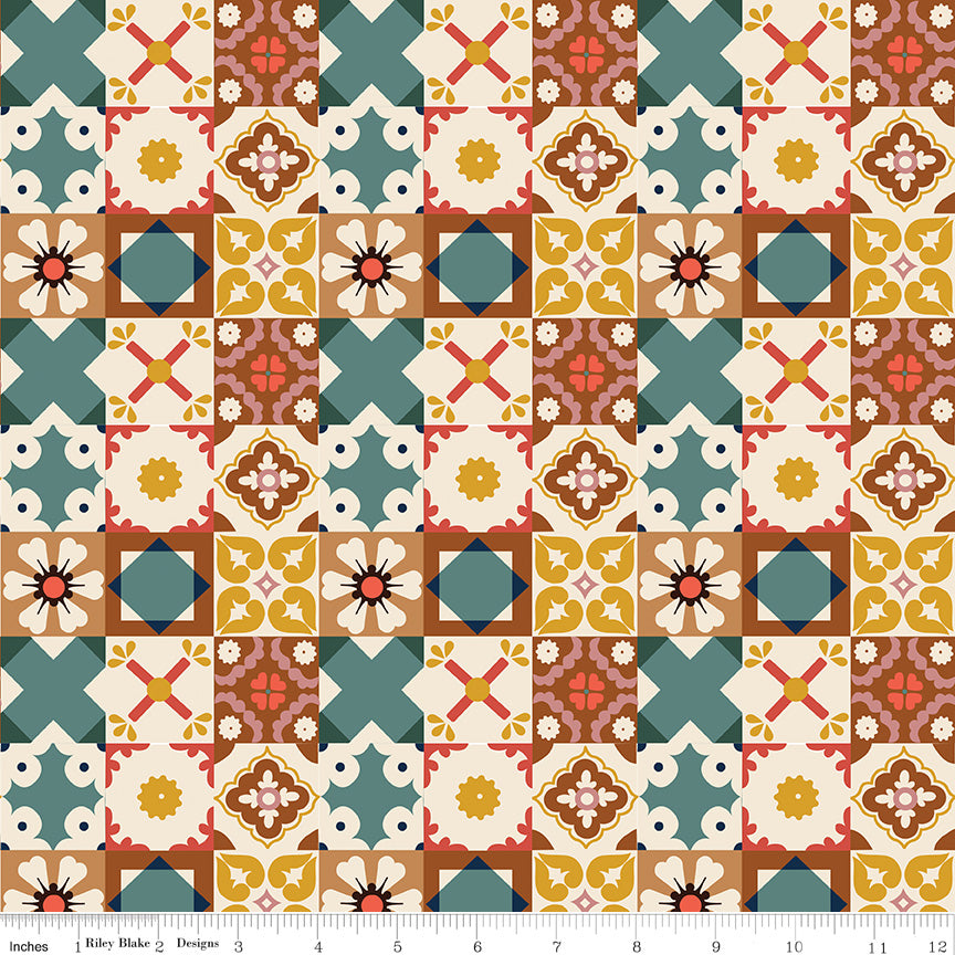 Wild Rose Tiles Multi - Riley Blake Designs - 1/2 Yard