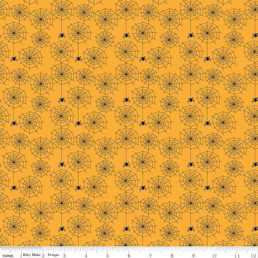 Beggar's Night Spiderwebs Gold for Riley Blake Designs - 1/2 YARD