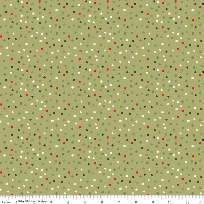Glisten Dots Olive by Sandy Gervais for RBD - 1/2 Yard