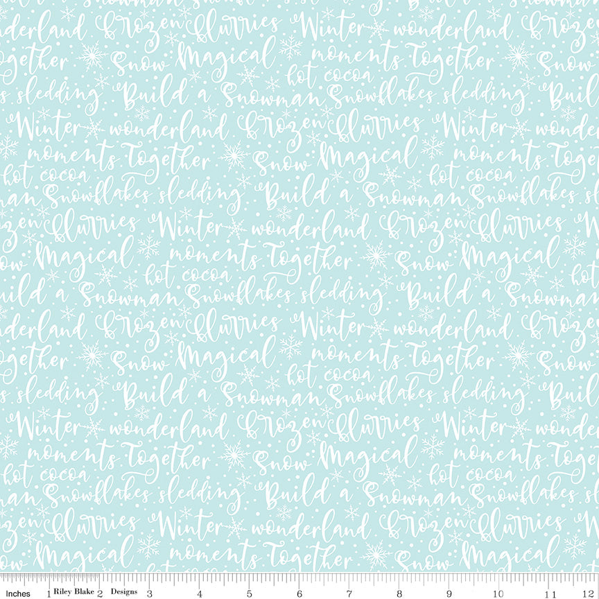 Winter Magic Winter Words Aqua by Dani Mogstad for Riley Blake- 1/2 YARD