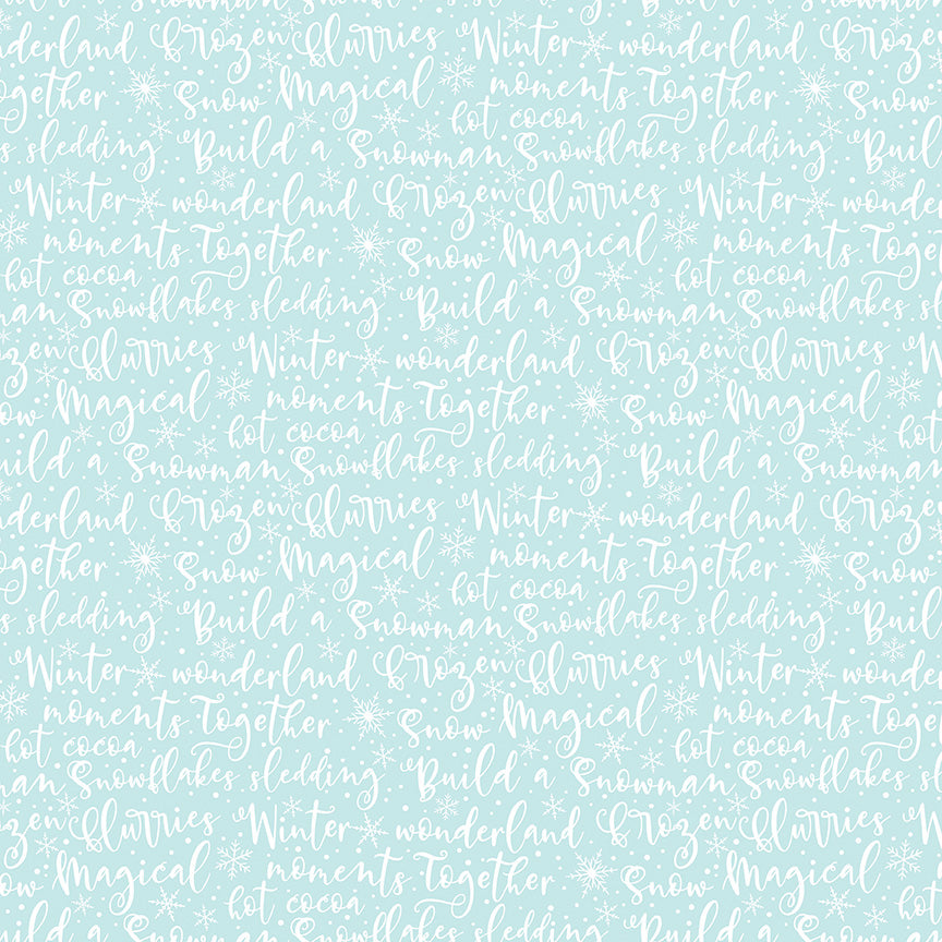 Winter Magic Winter Words Aqua by Dani Mogstad for Riley Blake- 1/2 YARD
