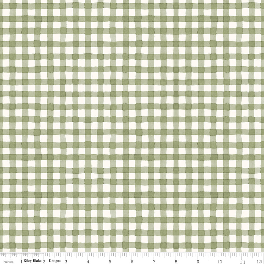 Sunflower Whispers Gingham C1674-Green - 1/2 YARD RBD