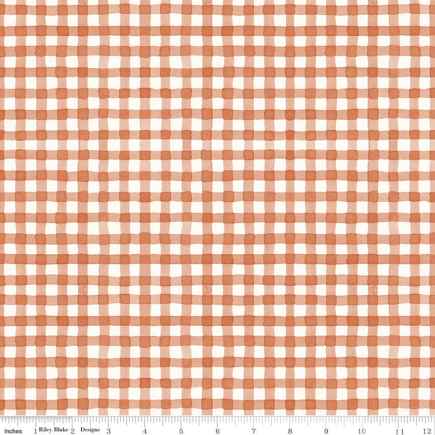 Sunflower Whispers Gingham C1674-Pumpkin - 1/2 YARD