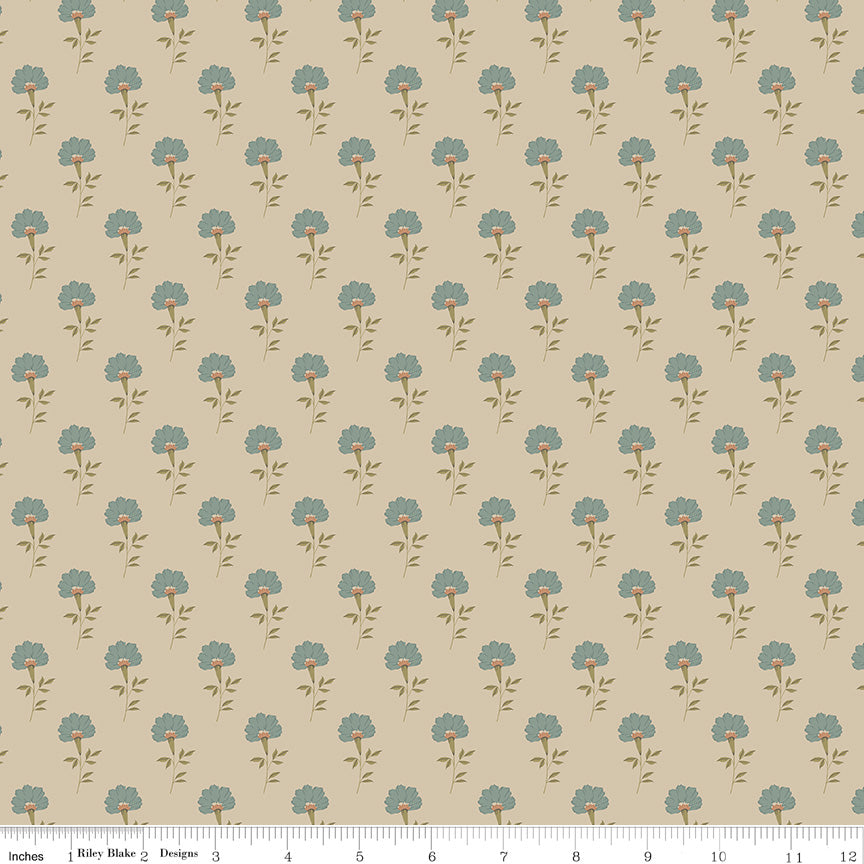 Threads of Grace - Flora Taupe- by Kassidy Grace for Riley Blake - 1/2 YARD