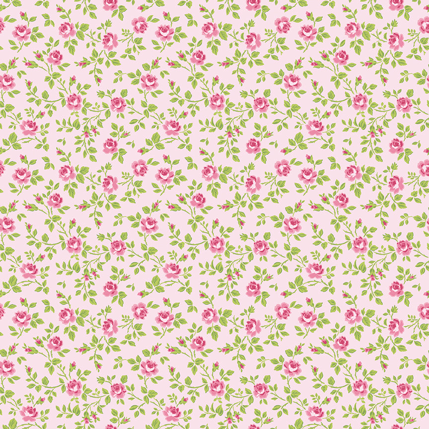 Hydrangeas in the Garden Tossed Floral Pink by Jennifer Bosworth for RBD - 1/2 YARD