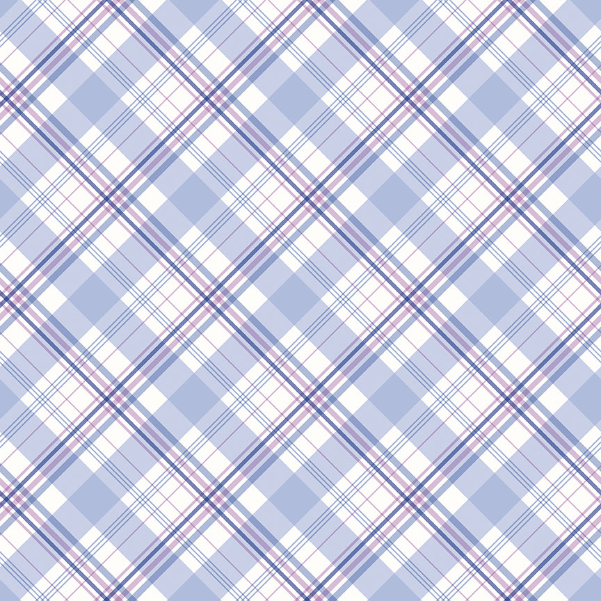 Hydrangeas in the Garden Plaid Blue by Jennifer Bosworth for RBD - 1/2 YARD