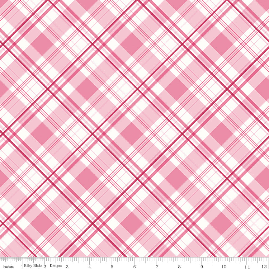 Hydrangeas in the Garden Plaid Pink by Jennifer Bosworth for RBD - 1/2 YARD