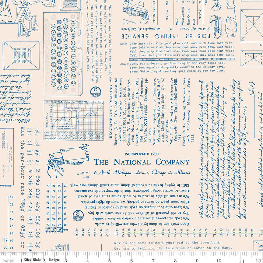 TYPE/ography Background Denim by Lori Holt for Riley Blake Designs - 1/2 YARD