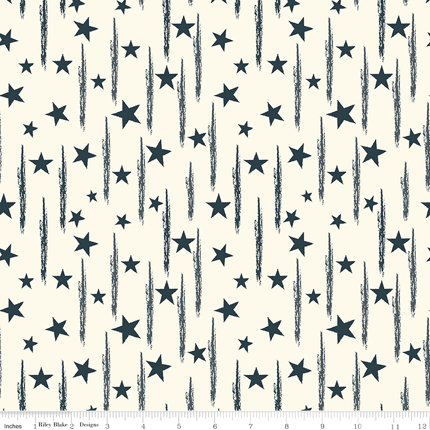 American Honor Stars & Stripes Cream by Vicki Gifford for RBD - 1/2 YARD