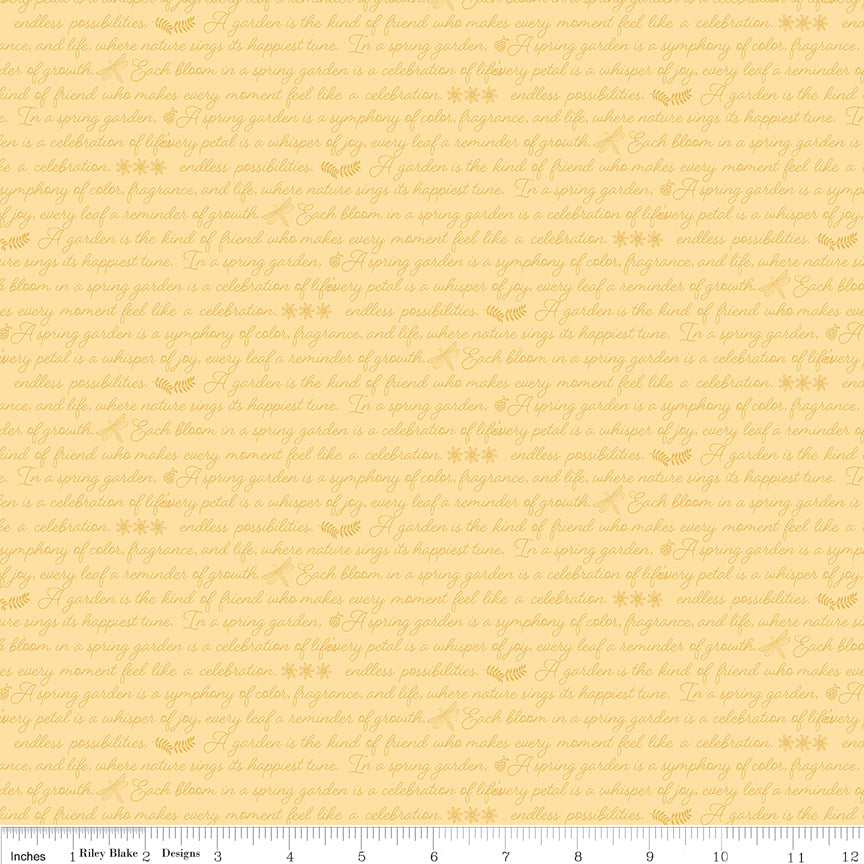 Awakening Garden's Promise Yellow by Cherry Guidry for RBD - 1/2 YARD