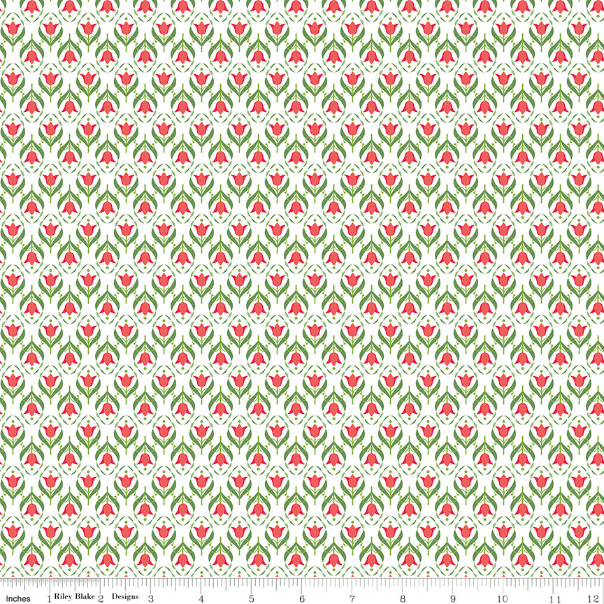 Front Porch Medallions White by Jill Finley for RBD - 1/2 YARD