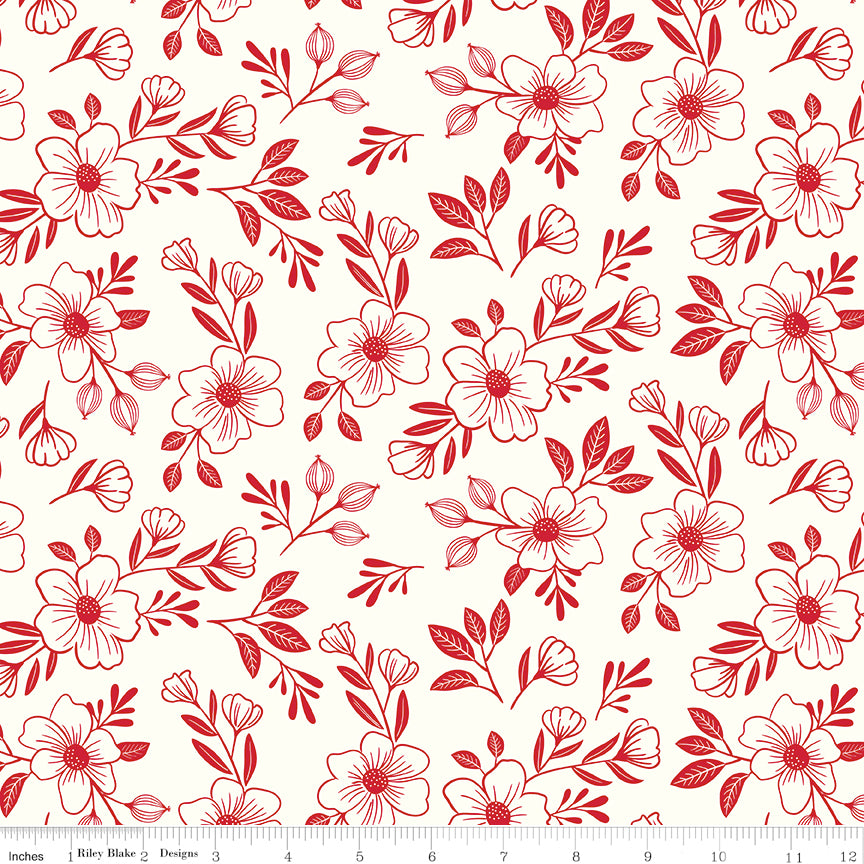 Radiant Ruby Main Cloud by Dani Mogstad for Riley Blake Designs - 1/2 Yard