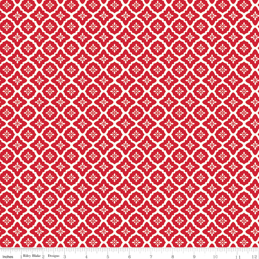 Radiant Ruby Moroccan Schoolhouse by Dani Mogstad for Riley Blake Designs - 1/2 Yard