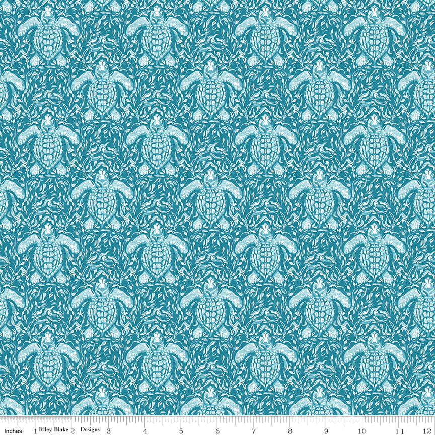 Reef - Reef Turtles Deep Water - by Corrine Wells for Riley Blake Designs - 1/2 Yard