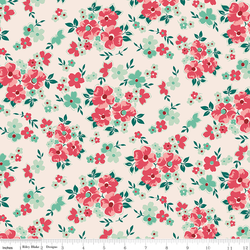 Berry & Sage - Floral Latte - by Lori Holt for Riley Blake Designs - 1/2 YARD