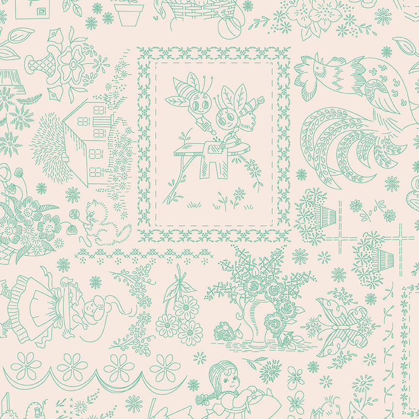 Berry & Sage - Embroidery Latte - by Lori Holt for Riley Blake Designs - 1/2 YARD
