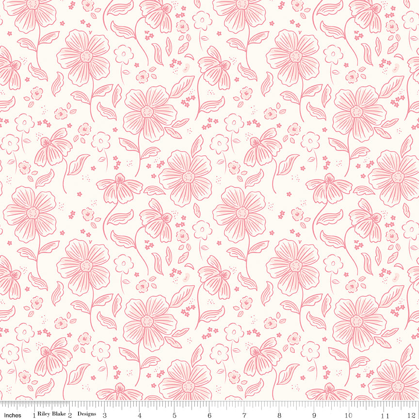 Sweet Pink Main - Cream by My Minds Eye - 1/2 YARD