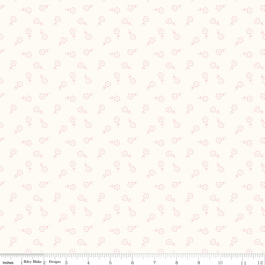 Sweet Pink Main - Dainty Floral Cream - by My Minds Eye - 1/2 YARD