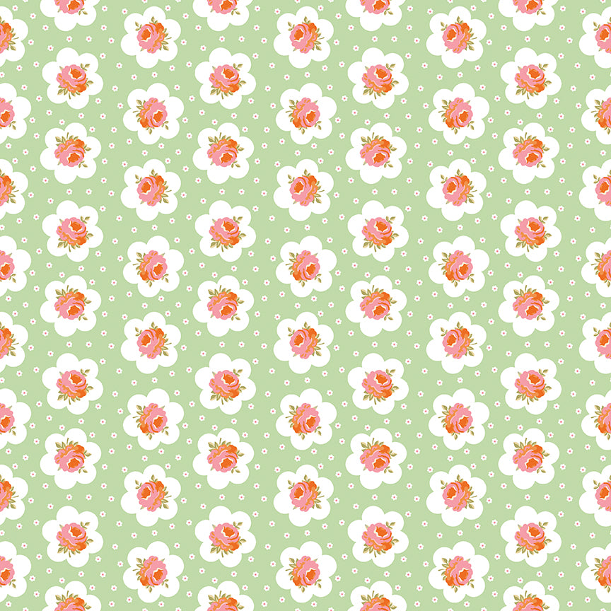 Peach Cobbler Tea Tin Rose Green by Lily Ashbury for Riley Blake Designs - 1/2 YARD