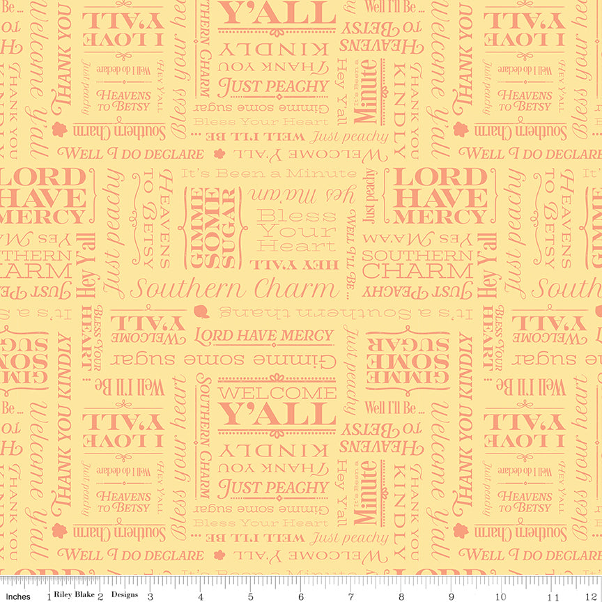 Southern Charm Text Yellow for Riley Blake Designs - 1/2 Yard