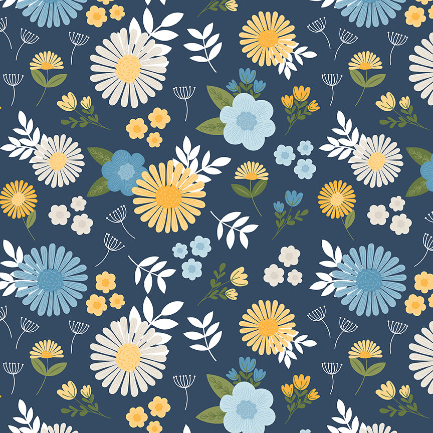 Sunshine & Dandelions Main Navy - image 2