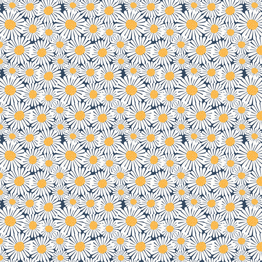 Sunshine & Dandelions Daisies Navy - image 2