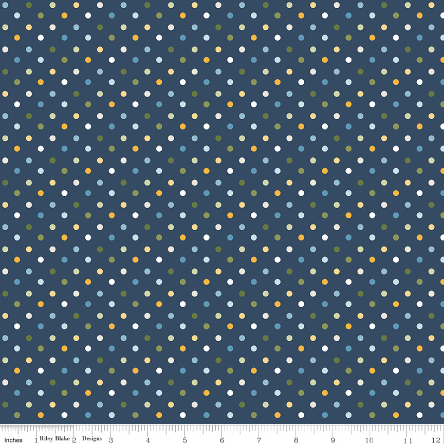 Sunshine & Dandelions Dots Navy
