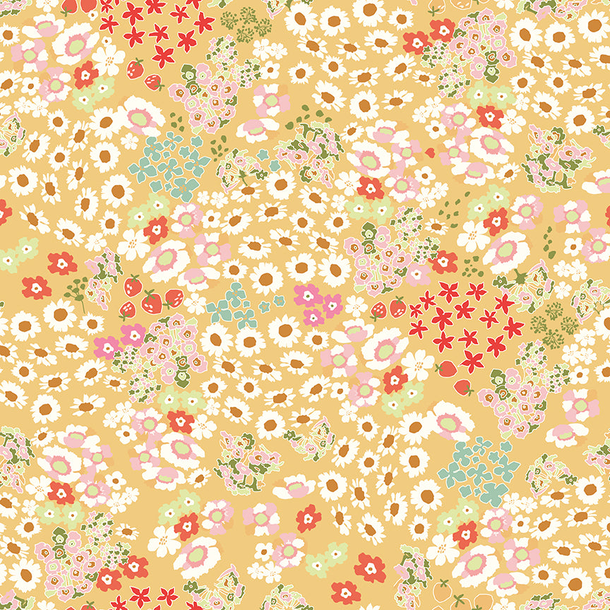 Cotton Nook Flowerbed Yellow by Minki Kim for Riley Blake Designs - 1/2 Yard