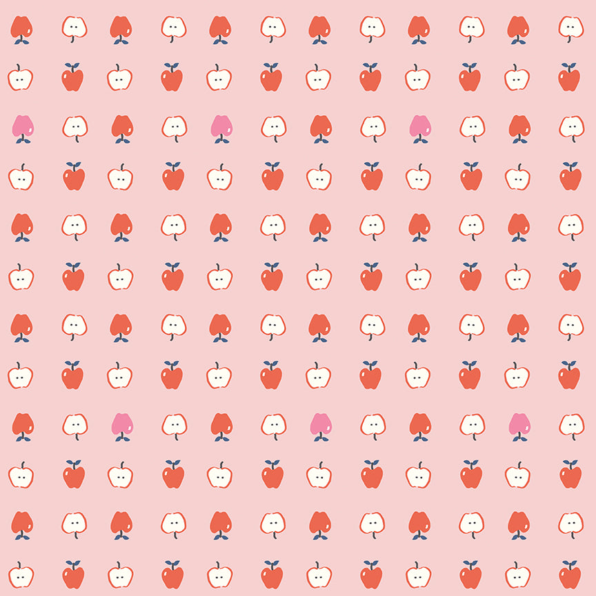 Cotton Nook Apples Pink by Minki Kim for Riley Blake Designs - 1/2 Yard