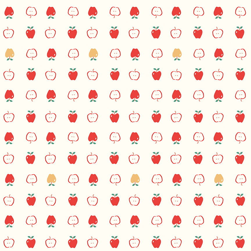 Cotton Nook Apples Vintage White by Minki Kim for Riley Blake Designs - 1/2 Yard