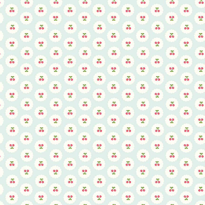 Cotton Nook Cherries Bleached Denim by Minki Kim for Riley Blake Designs - 1/2 Yard