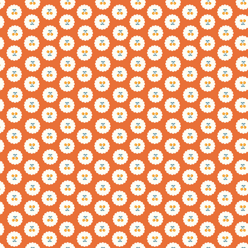 Cotton Nook Cherries Orange by Minki Kim for Riley Blake Designs - 1/2 Yard