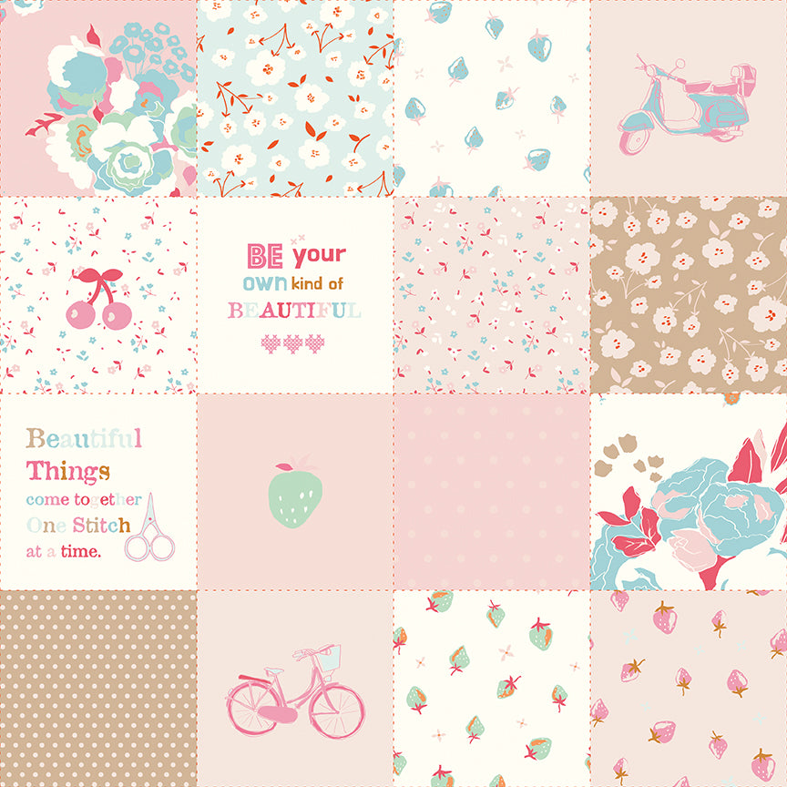 Cotton Nook Patchwork Pink by Minki Kim for Riley Blake Designs - 1/2 Yard