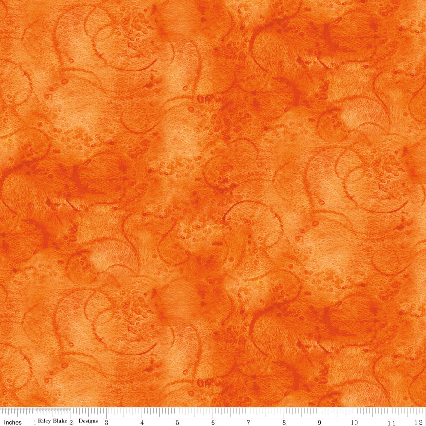 Painters Swirl In Color Orange by J. Wecker Frisch for Riley Blake - 1/2 YARD